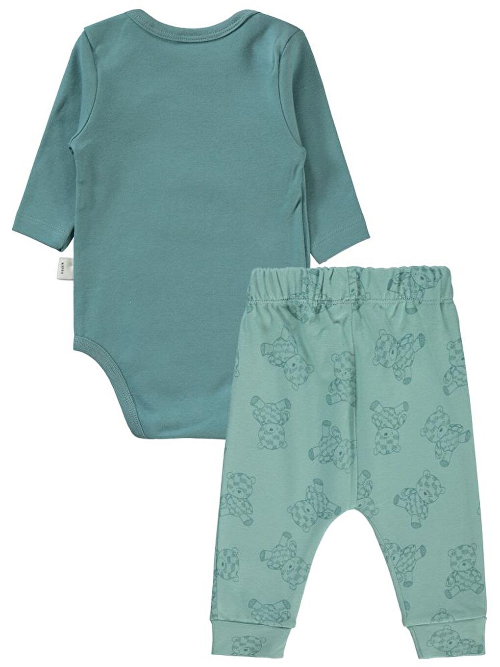 Petrol Baby Natural Bear Baskılı 3'lü 6-18 Takım - Yeşil 12-18 Ay-1