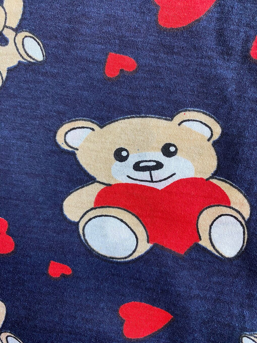 Kadın Lacivert Ayıcık Desenli Pamuklu Lastikli Rahat Pijama Altı-3