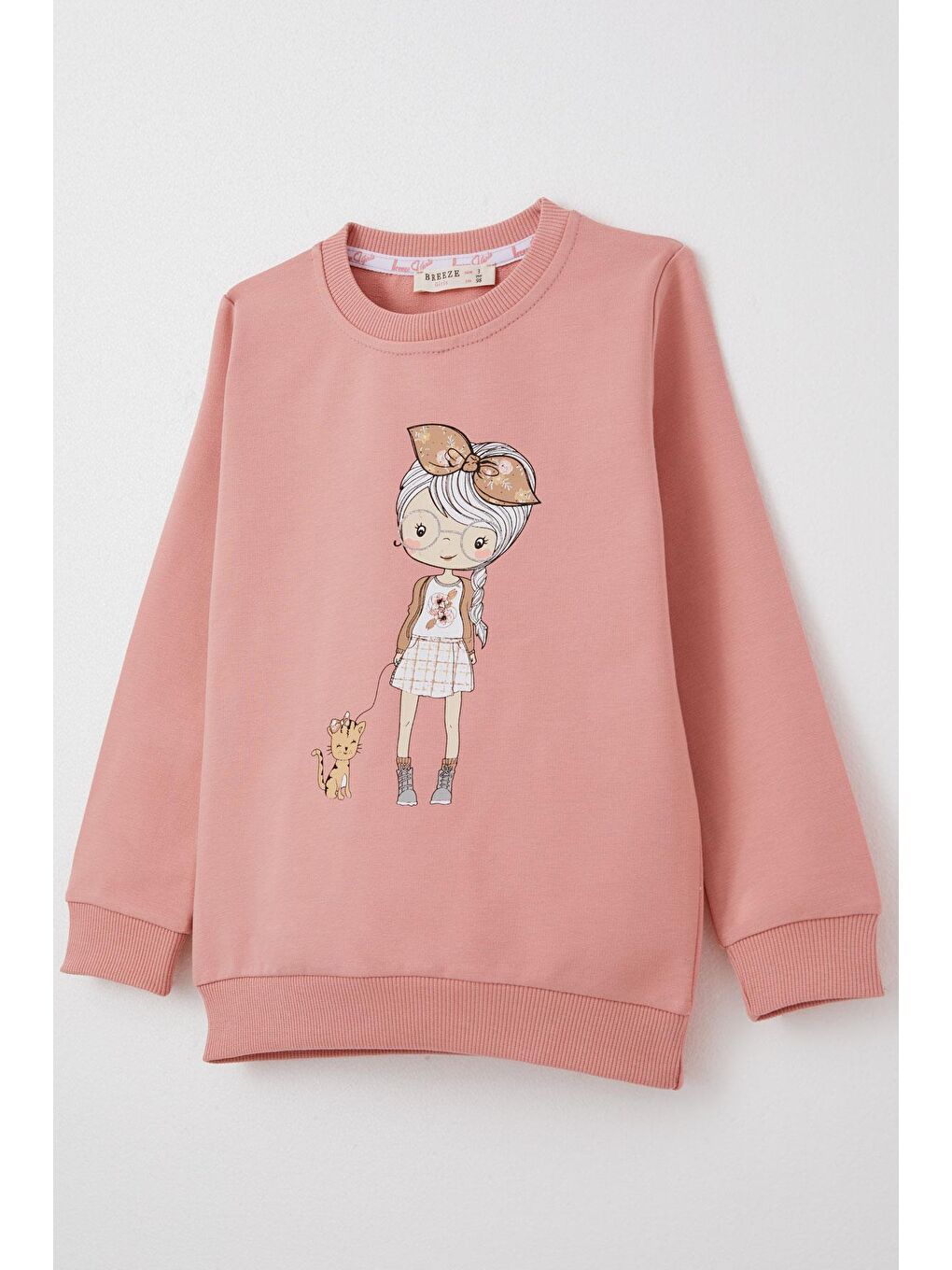 Pembe Kız Çocuk Taytlı Takım Sevimli Kız Baskılı Çiçekli Gülkurusu (2-3 Yaş)-10