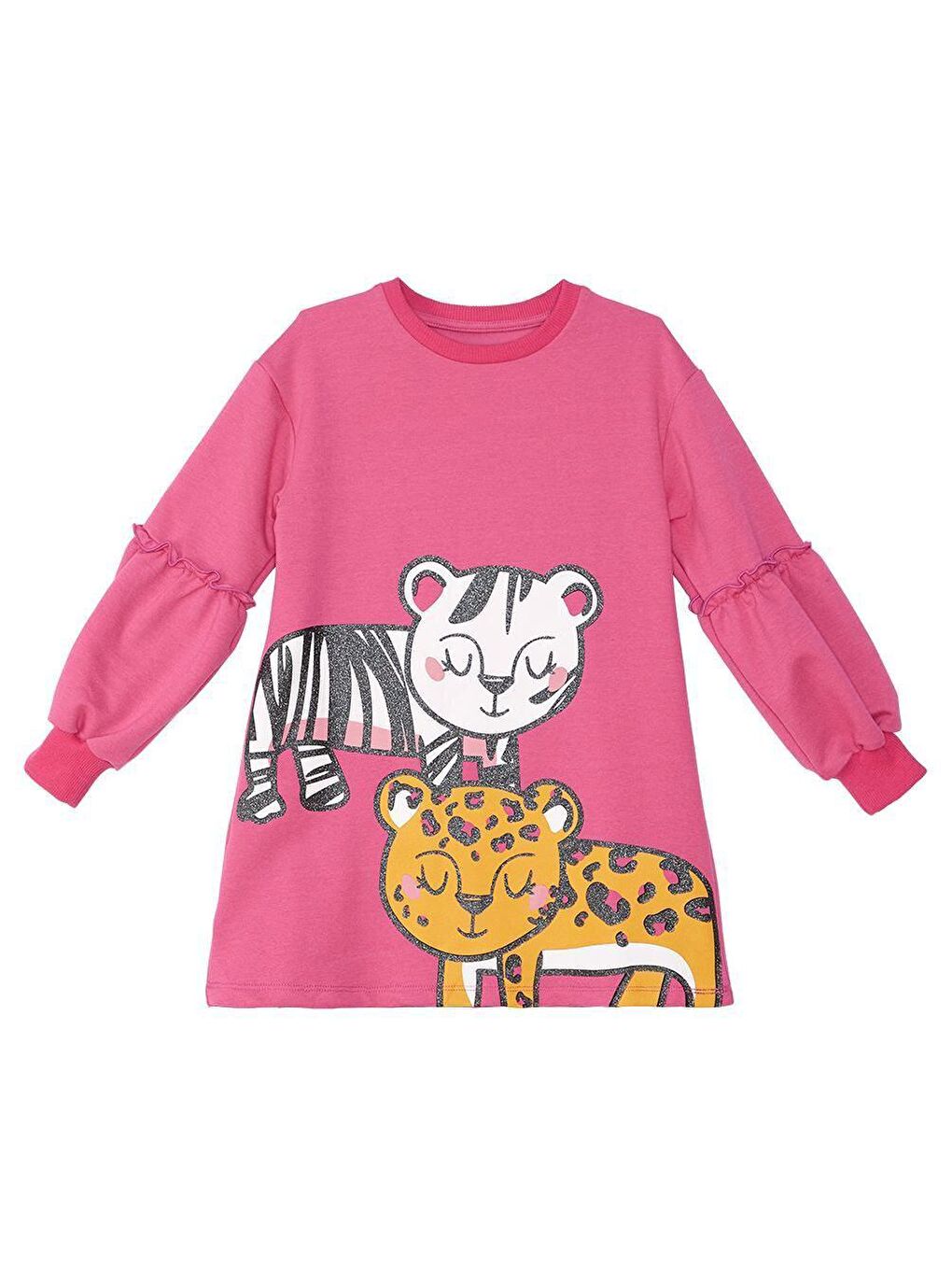 MSHB&G Pembe Leopar Zebra Kız Çocuk Pembe Elbise - 2