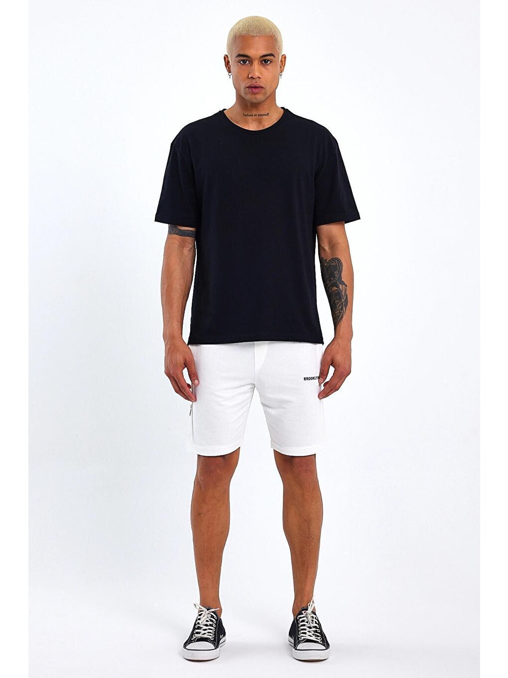 Süperlife Ekru Slim Fit Air Brooklyn Baskılı Erkek Şort SPR 2020Y09