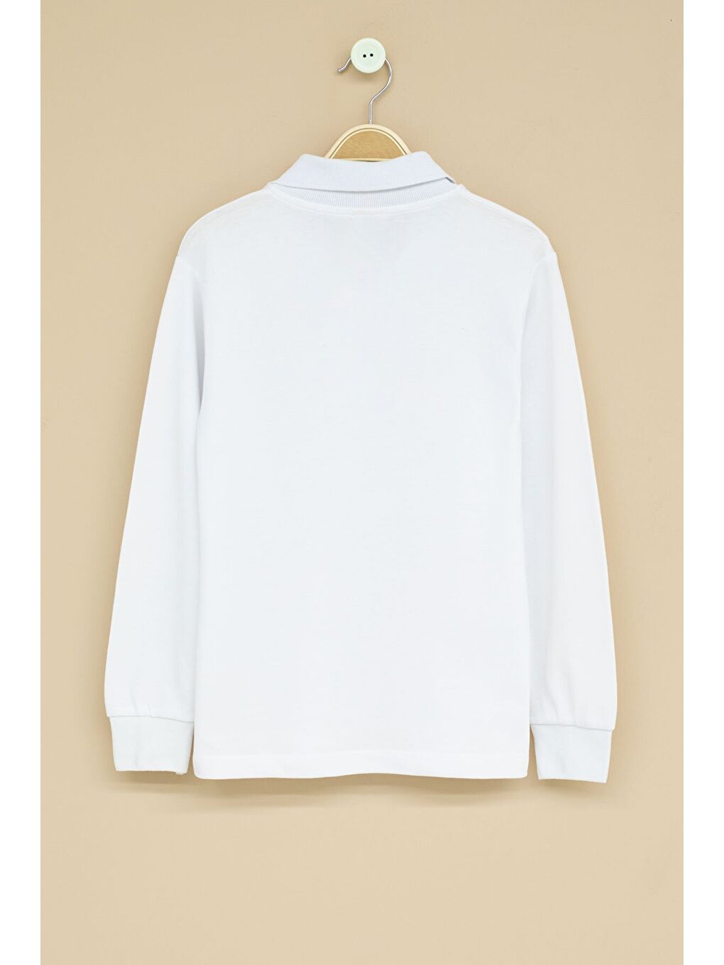 Beyaz Erkek Çocuk Polo Yaka Uzun Kollu Okul Tişörtü 22710-1