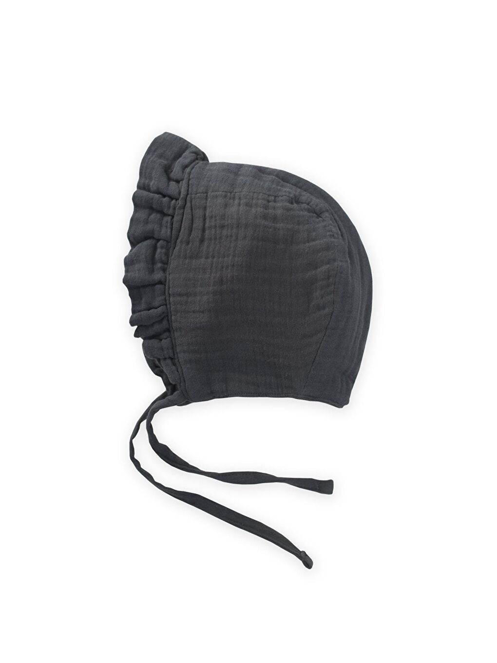 Bağlamalı Fırfırlı Müslim Bebek Şapka 0-2 Yaş Antrasit