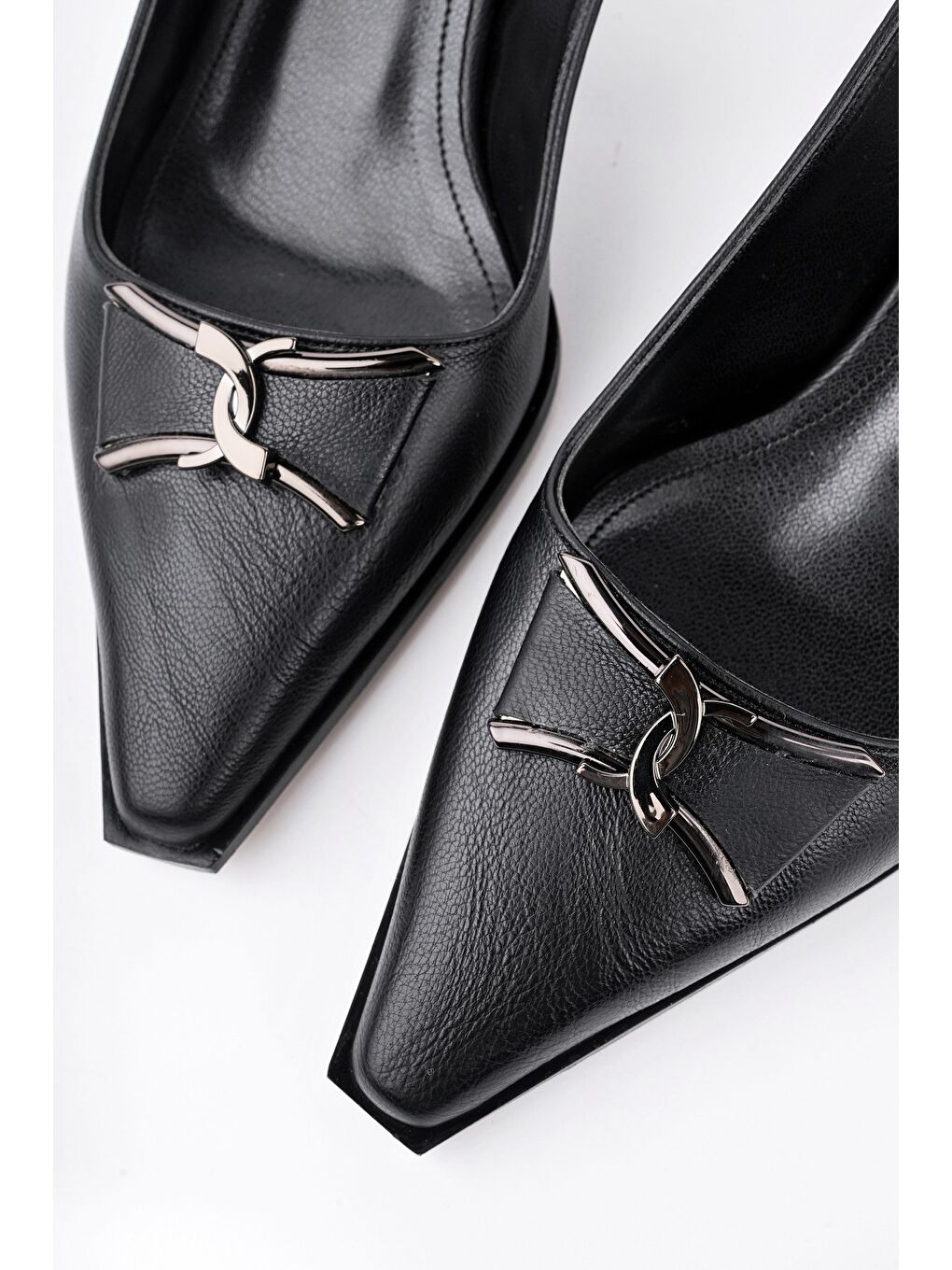 Siyah FOREST Arkası Açık Toka Detaylı Günlük Klasik Topuklu Kadın Stiletto Ayakkabı-4