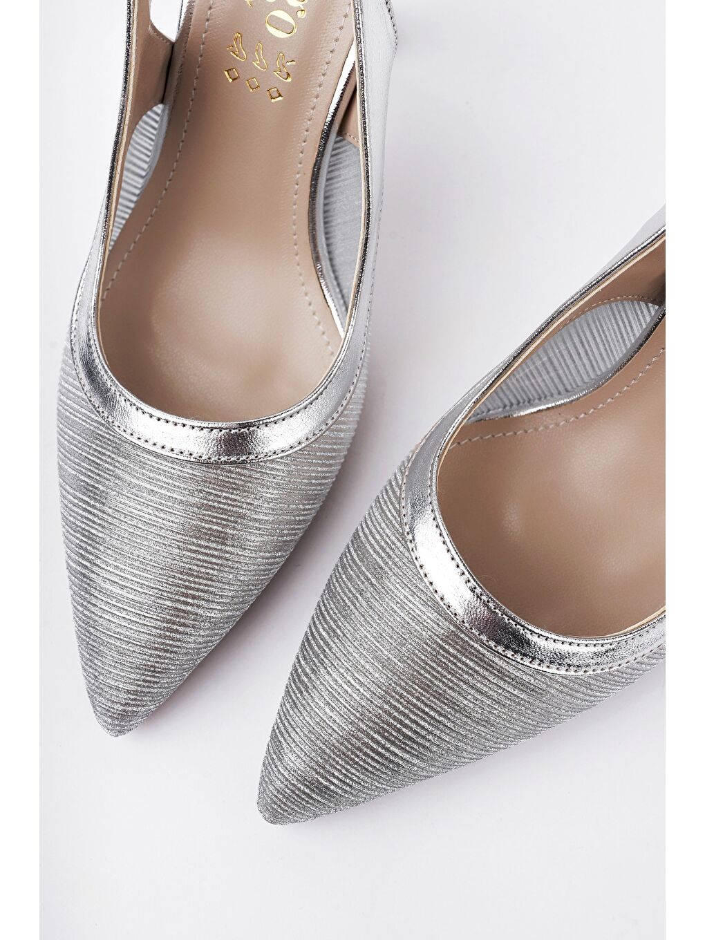 Gri ARYNA Sivri Burun Arkası Açık Günlük Klasik Kadın Topuklu Ayakkabı-4