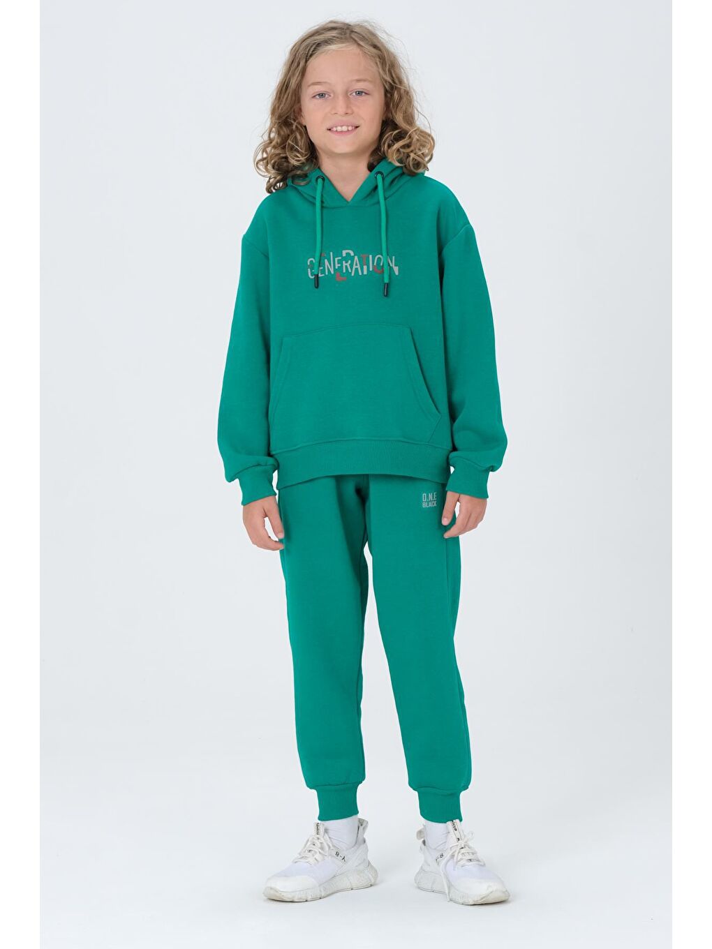 Yeşil Erkek Çocuk Kapüşonlu Eşofman takımı
