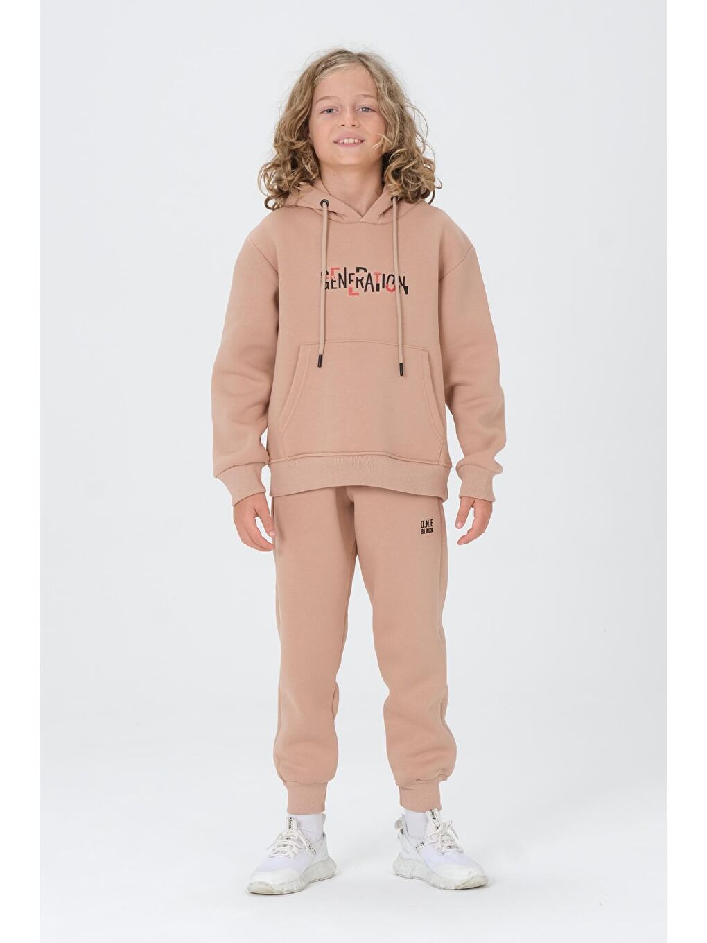 Bej Erkek Çocuk Kapüşonlu Eşofman takımı