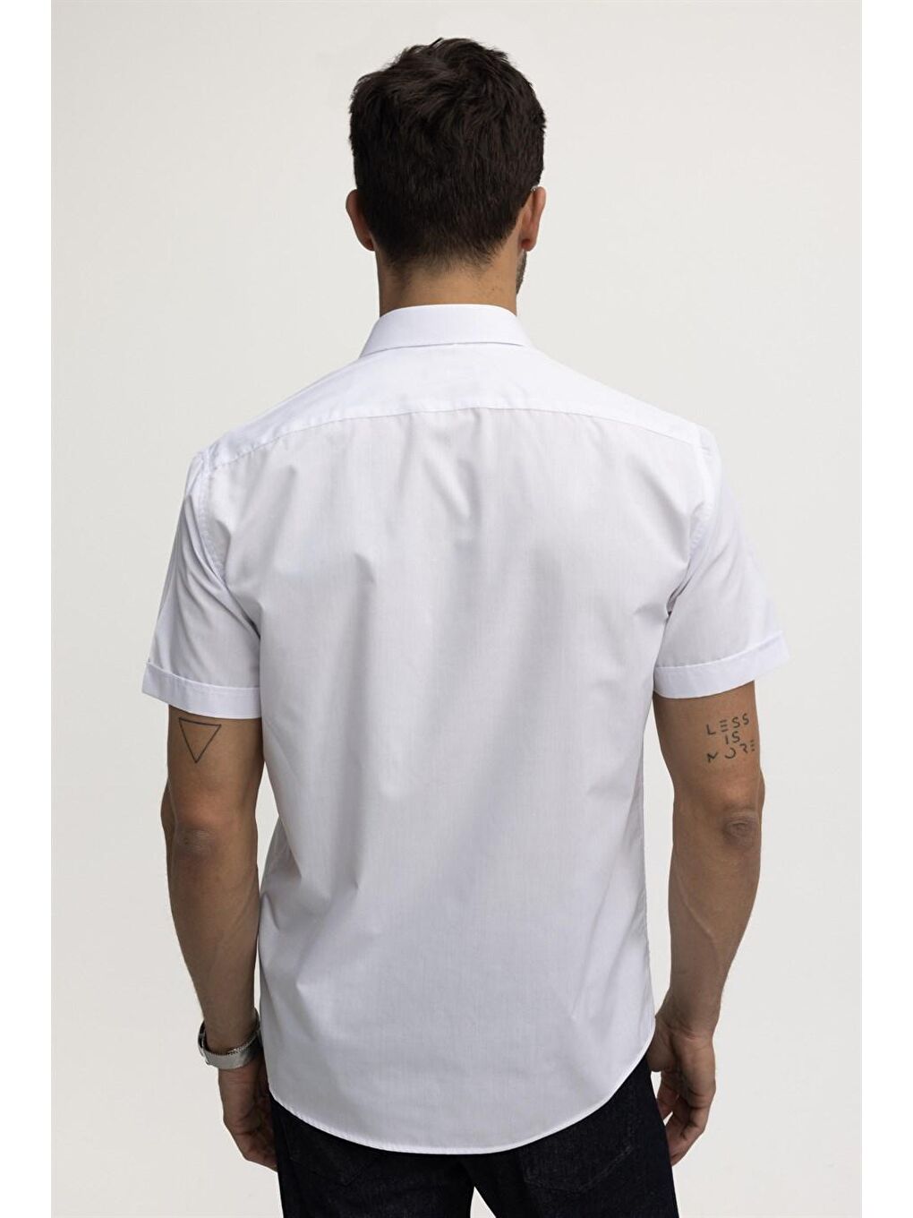 Beyaz Tudors Klasik Fit Kısa Kol Düz Kravatlık Kolay Ütülenebilir Erkek Gömlek-3