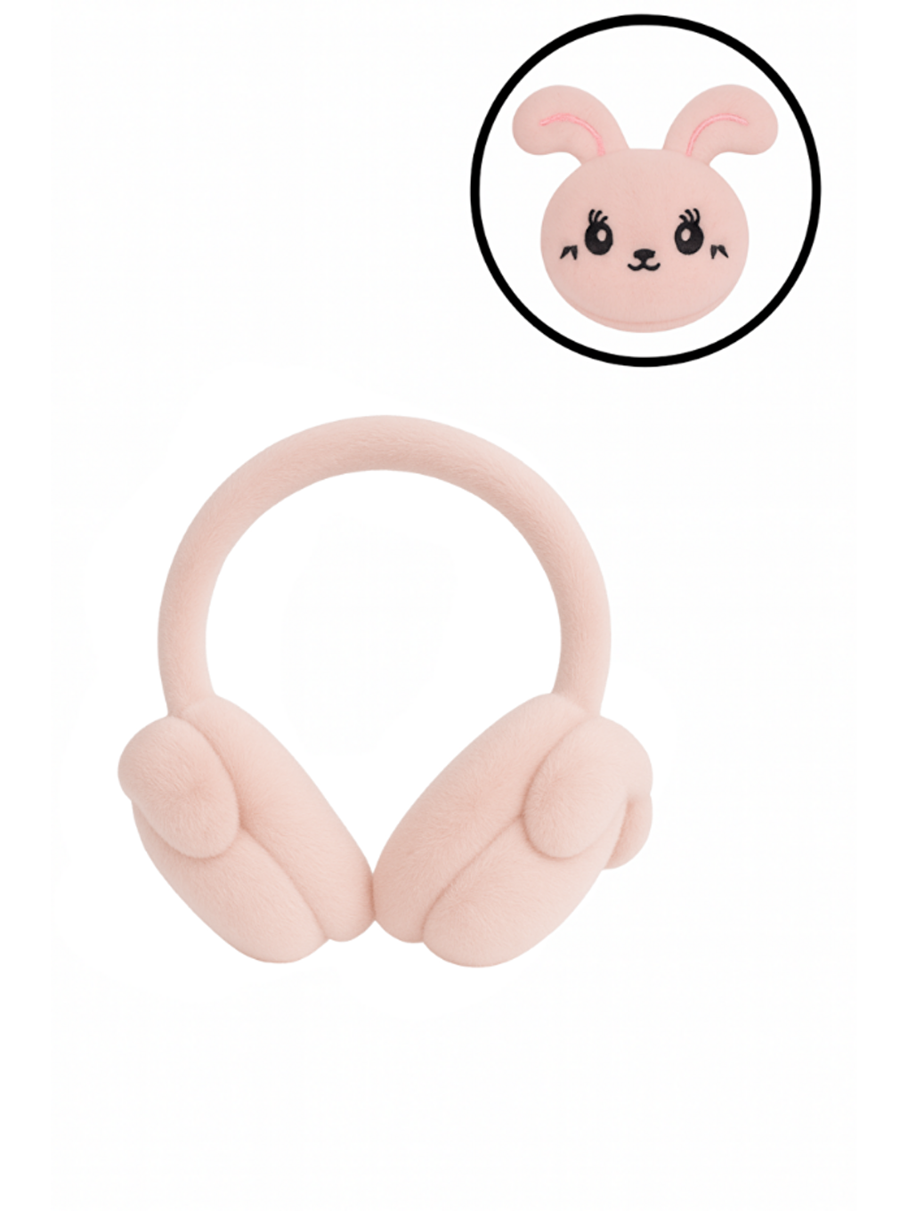 Pembe Çocuk Gül Kurusu 3D Yıldız Detaylı Pelüş Kışlık Kulaklık