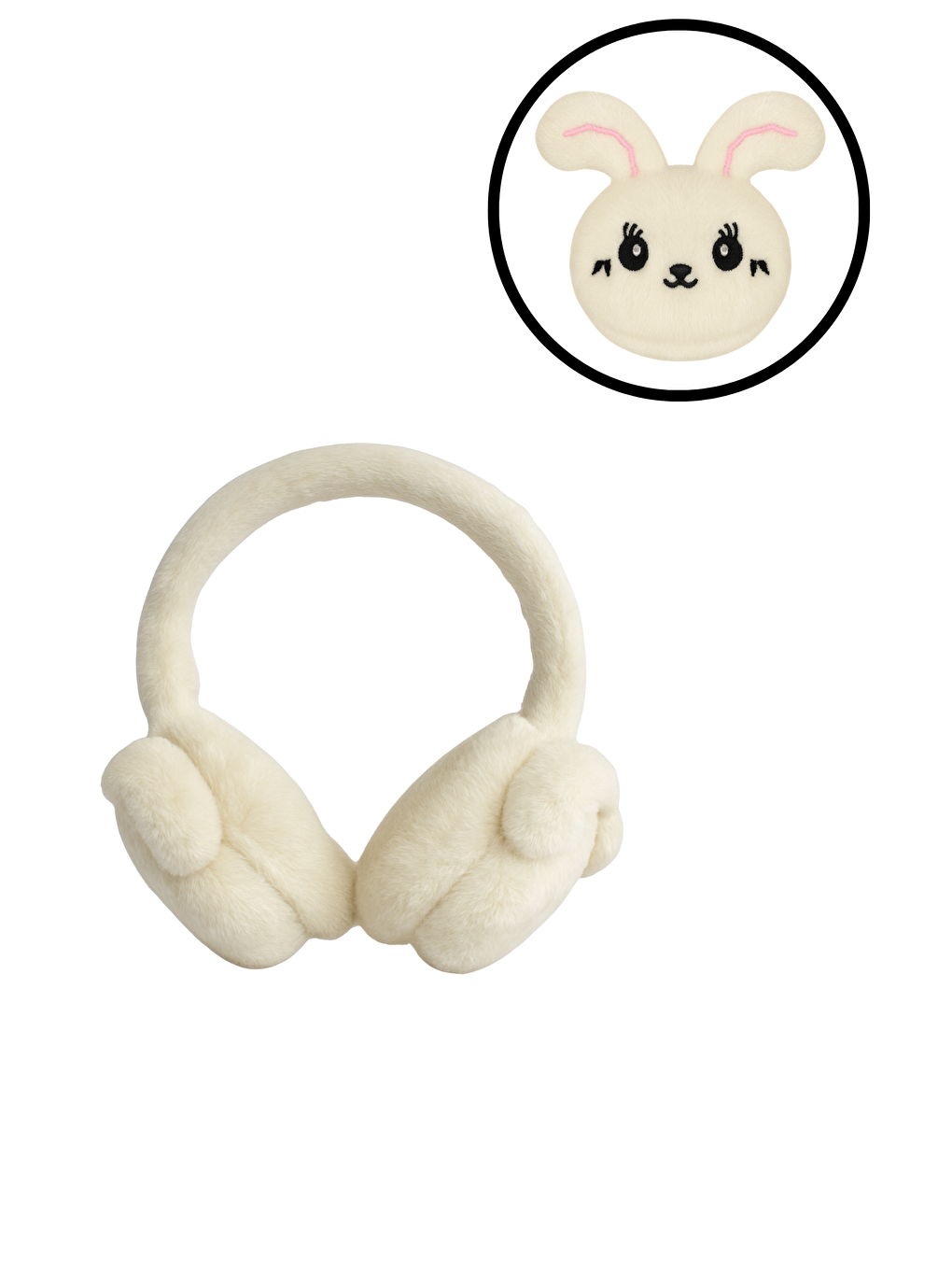 Çocuk Ekru 3D Ayıcık Detaylı Pelüş Kışlık Kulaklık