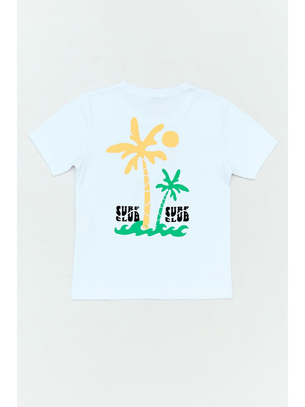 Beyaz %100 Pamuk Surf Club Yazı Baskılı Kız Çocuk Tişört-1