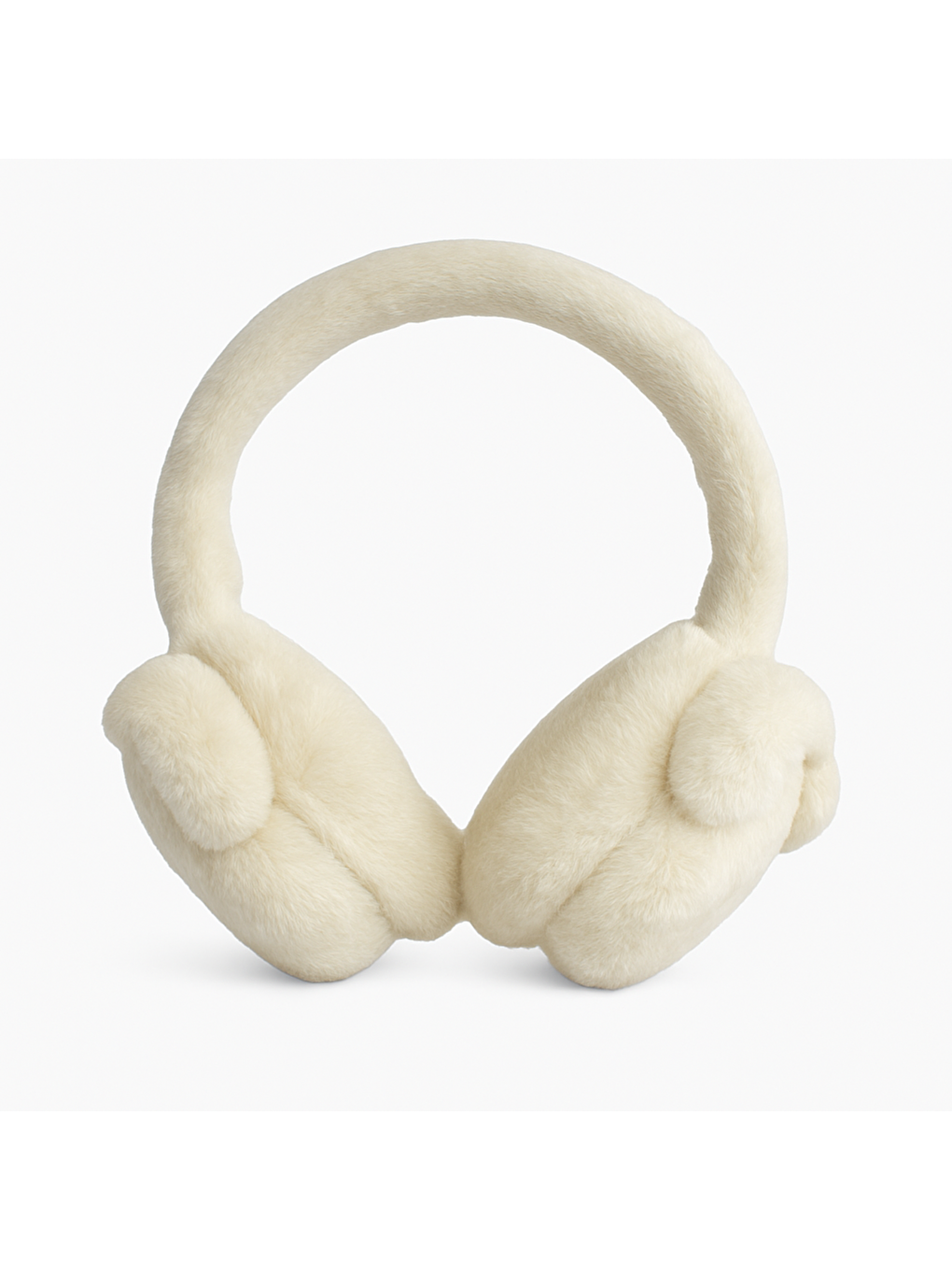 Çocuk Ekru 3D Ayıcık Detaylı Pelüş Kışlık Kulaklık-1