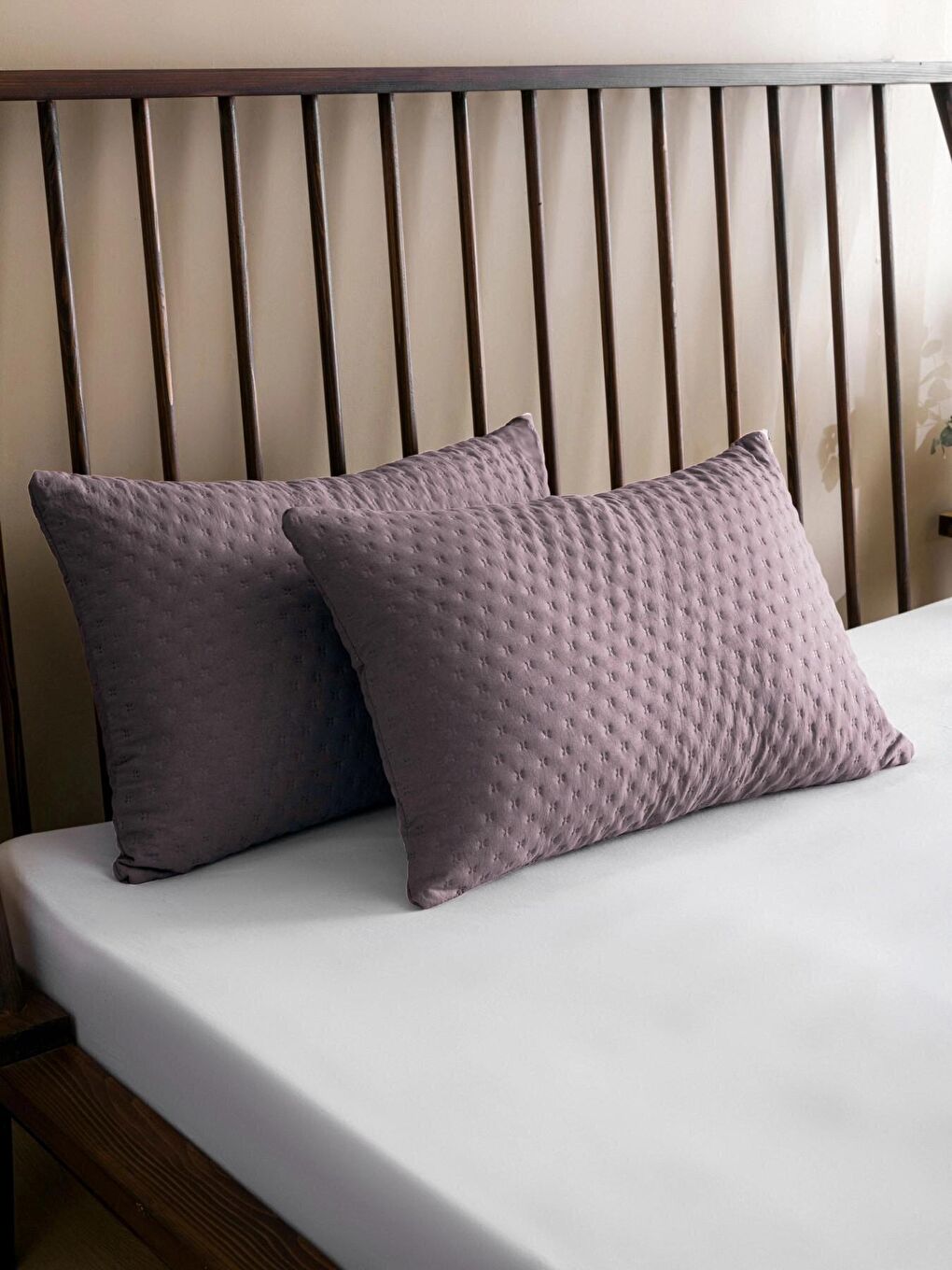 Bedspreado Yıkanmış Mikro Lila Yatak Örtüsü Set Tek Kişilik 160x220