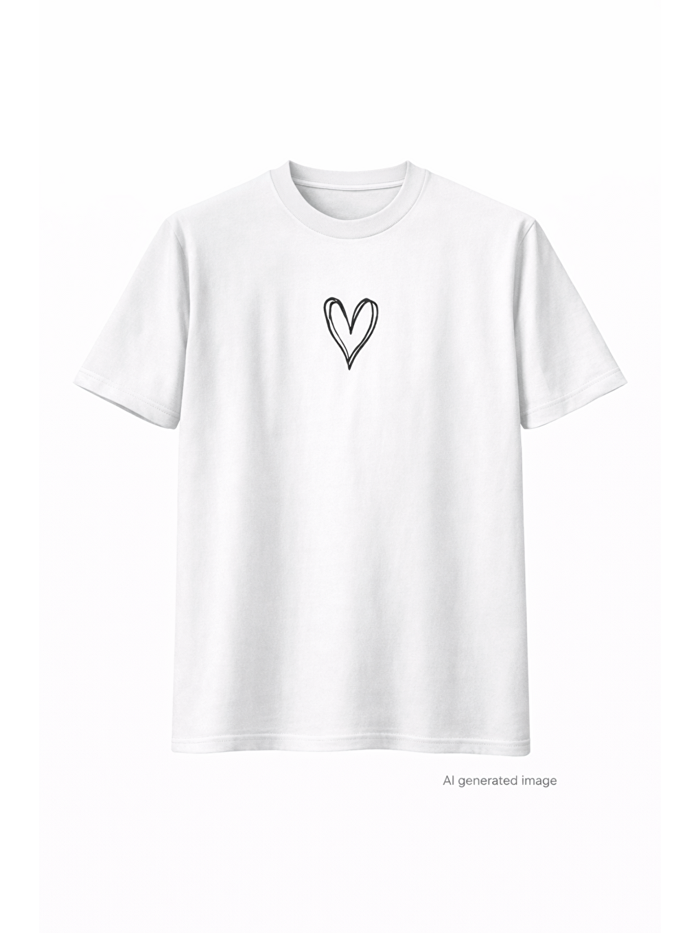 Unisex Bisiklet Yaka Baskılı Oversize T-Shirt - Beyaz