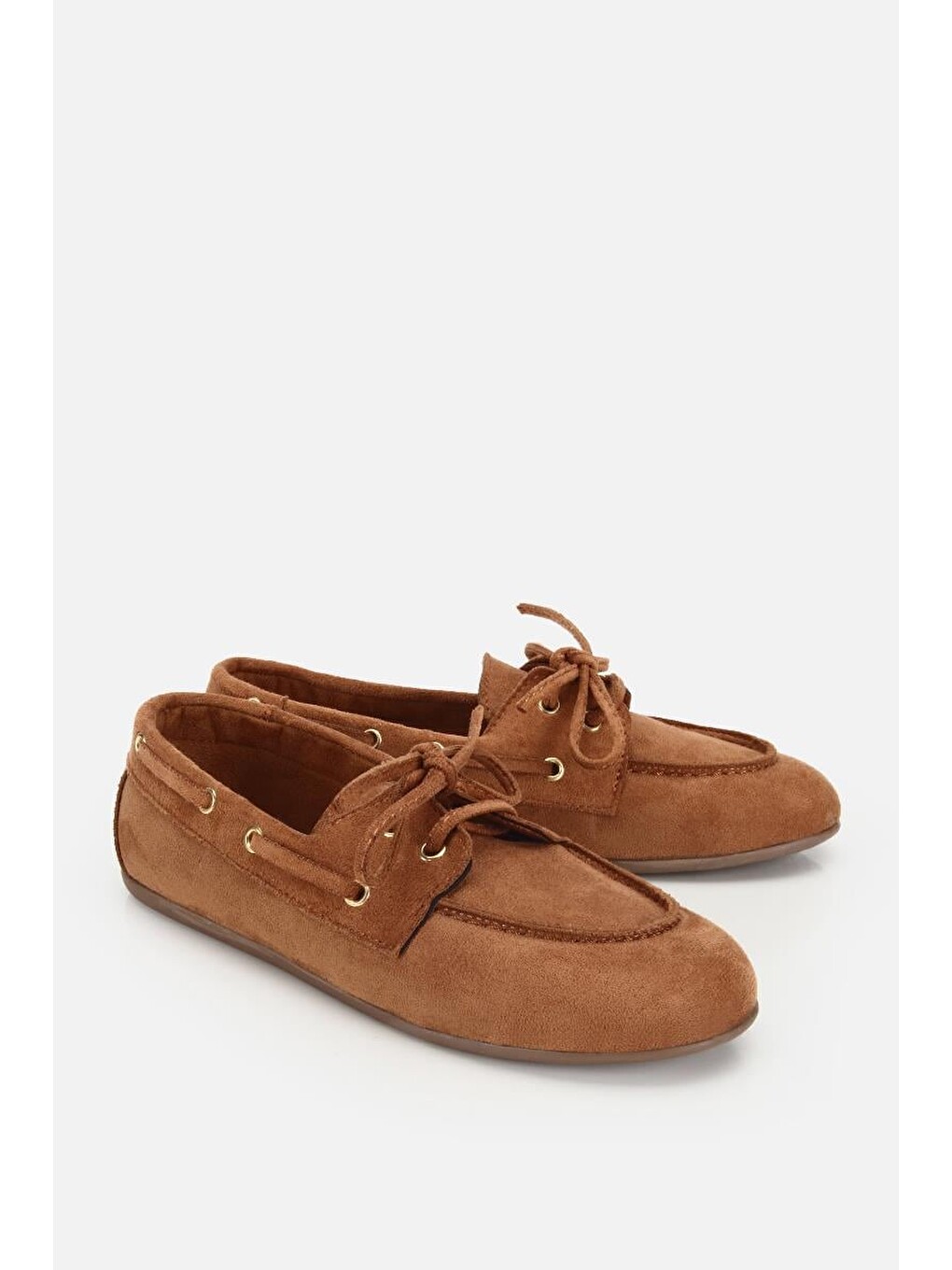 Kahverengi Kadın Taba Süet Bağcık Detaylı Loafer-1