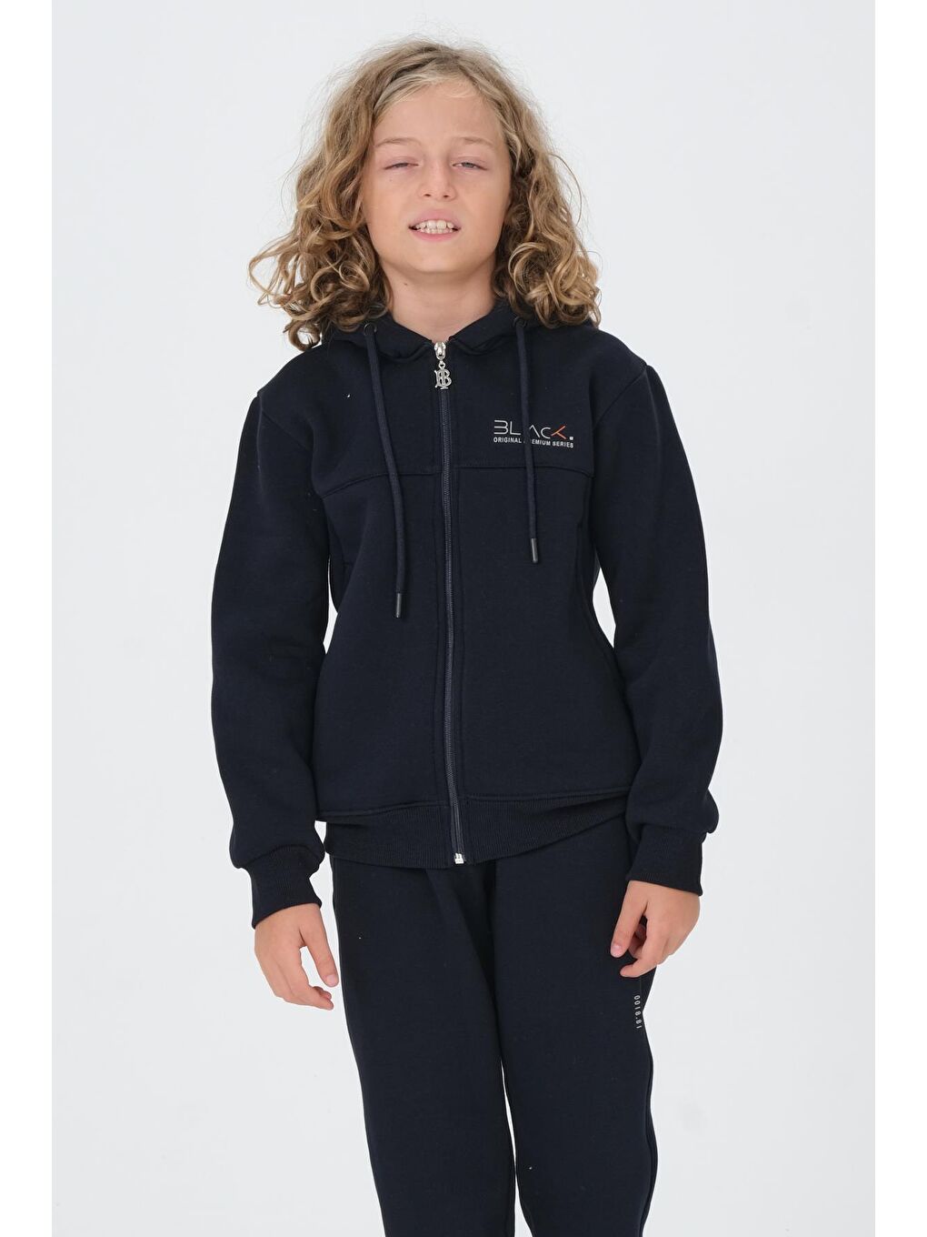 Lacivert Erkek Çocuk Kapüşonlu Eşofman Takımı-4