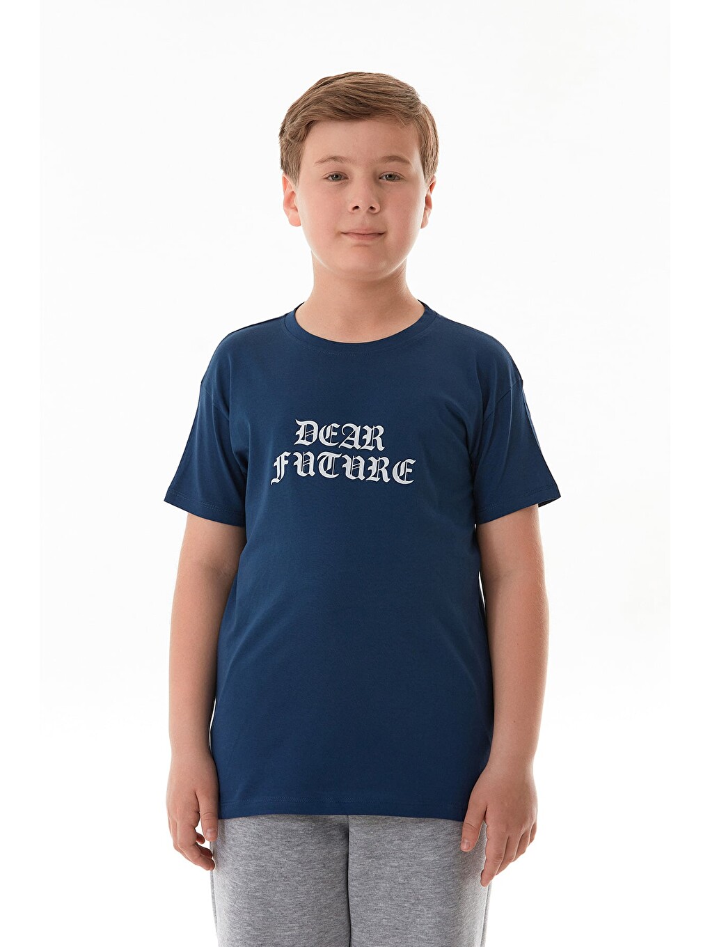 Lacivert Dear Future Yazı Baskılı Erkek Çocuk Tişört