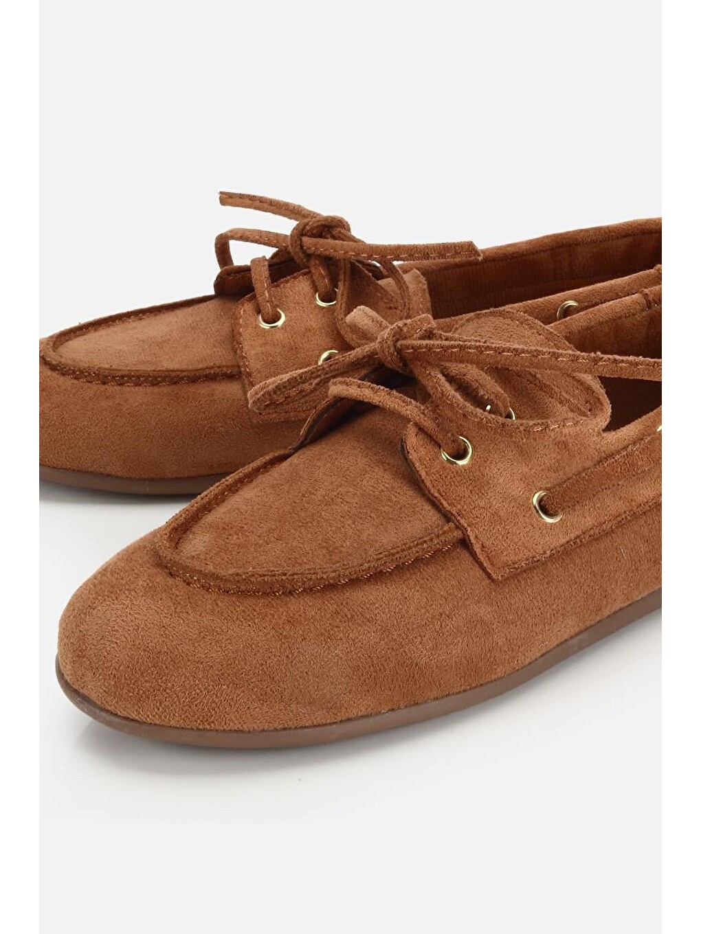 Kahverengi Kadın Taba Süet Bağcık Detaylı Loafer-2