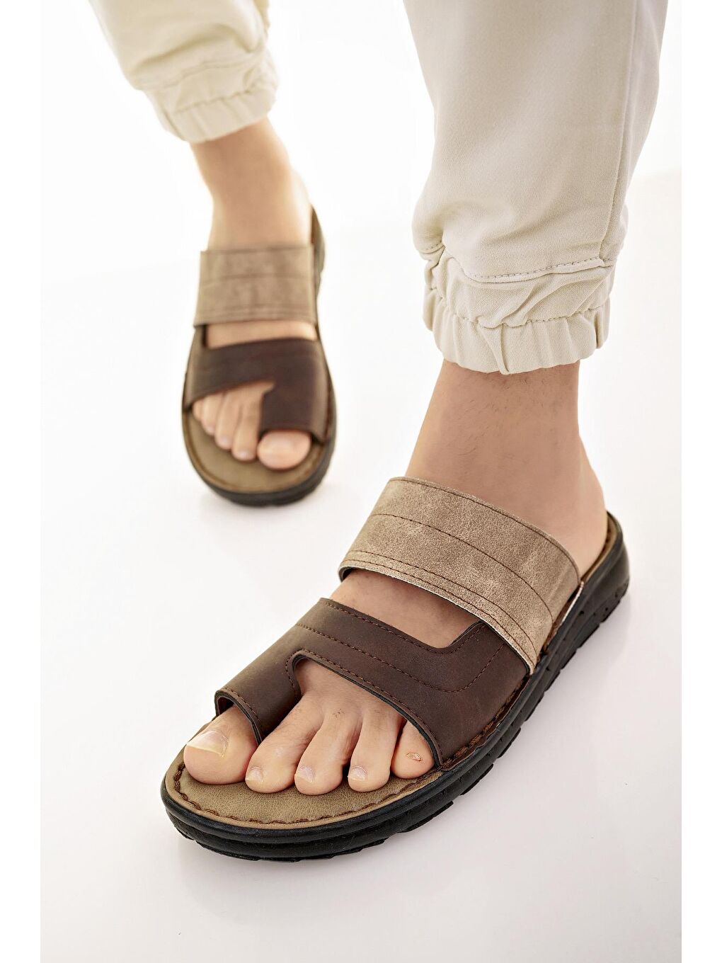 Kahverengi YANKY Erkek Günlük Yumuşak Taban Ortopedik Parmak Arası Terlik-1