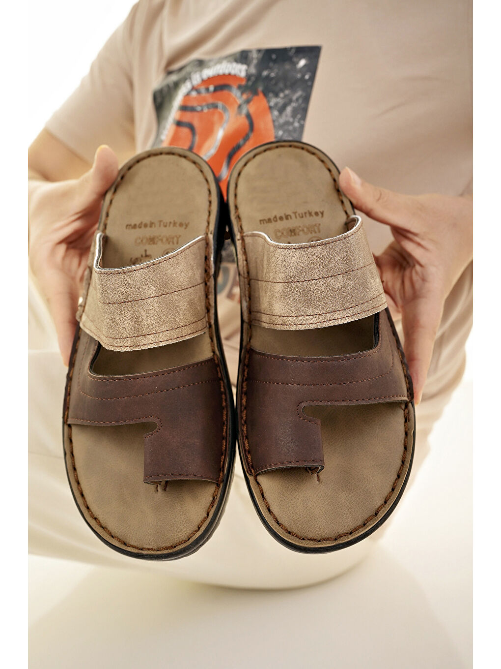 Kahverengi YANKY Erkek Günlük Yumuşak Taban Ortopedik Parmak Arası Terlik-4