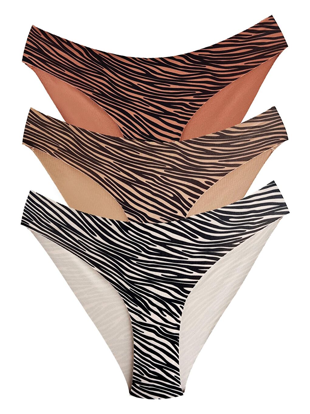 Karışık Basic Desenli Lazer Kesim Kadın Bikini Külot 3'Lü Paket-1