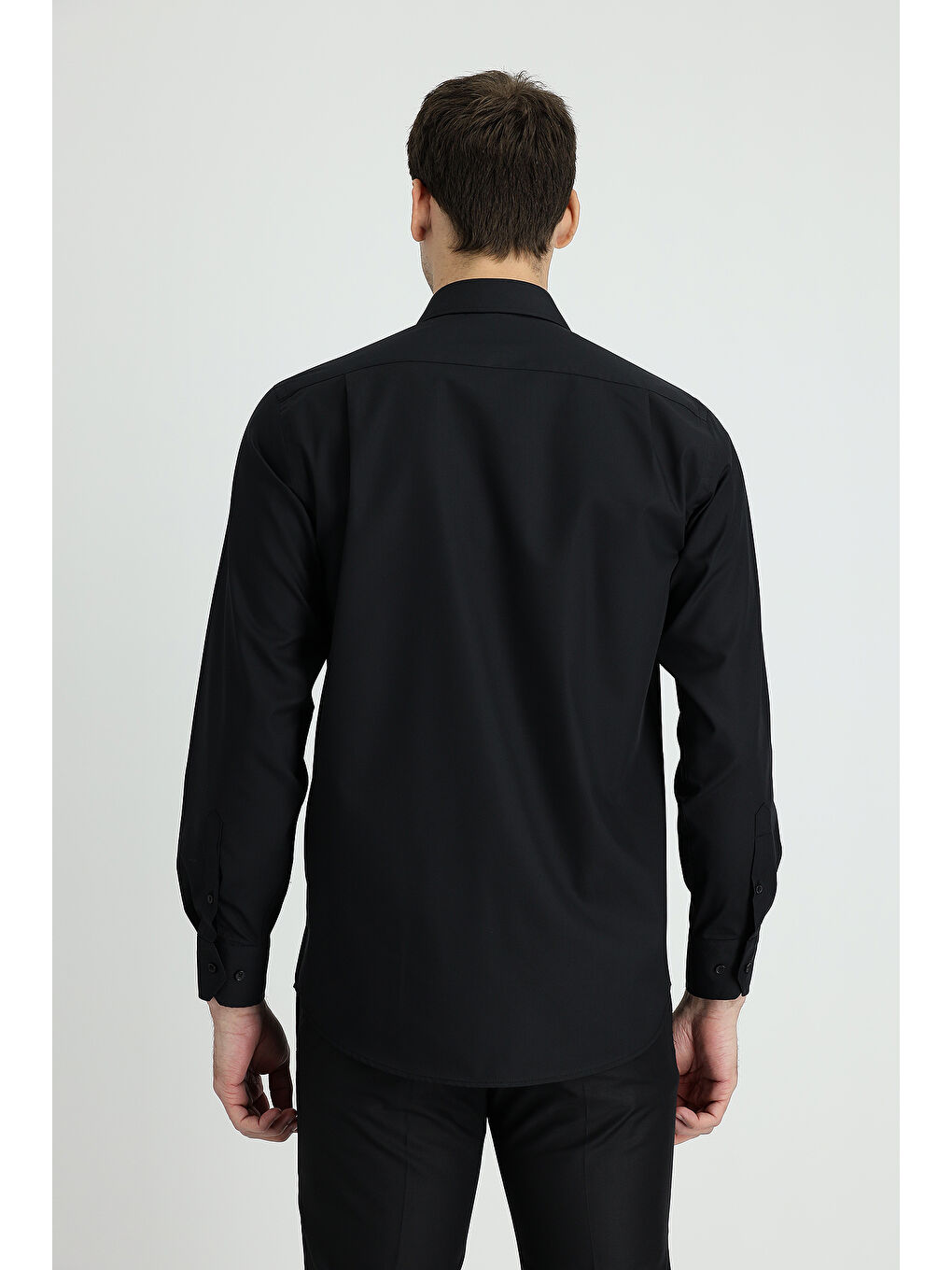 Siyah Uzun Kol Non Iron Klasik Pamuklu Kolay Ütülenebilir Gömlek-2