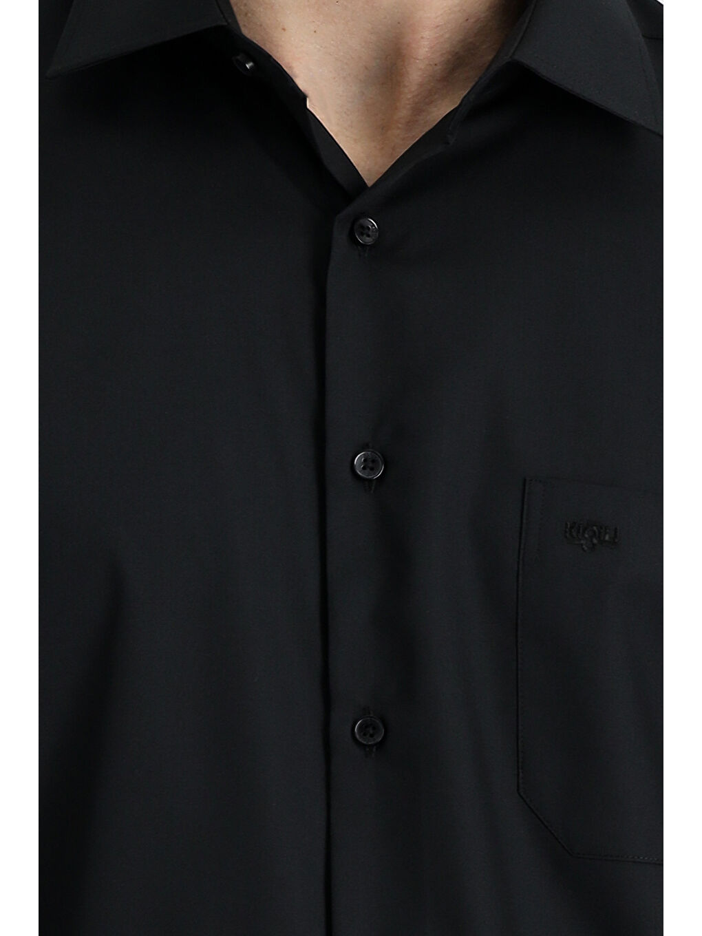 Siyah Uzun Kol Non Iron Klasik Pamuklu Kolay Ütülenebilir Gömlek-3