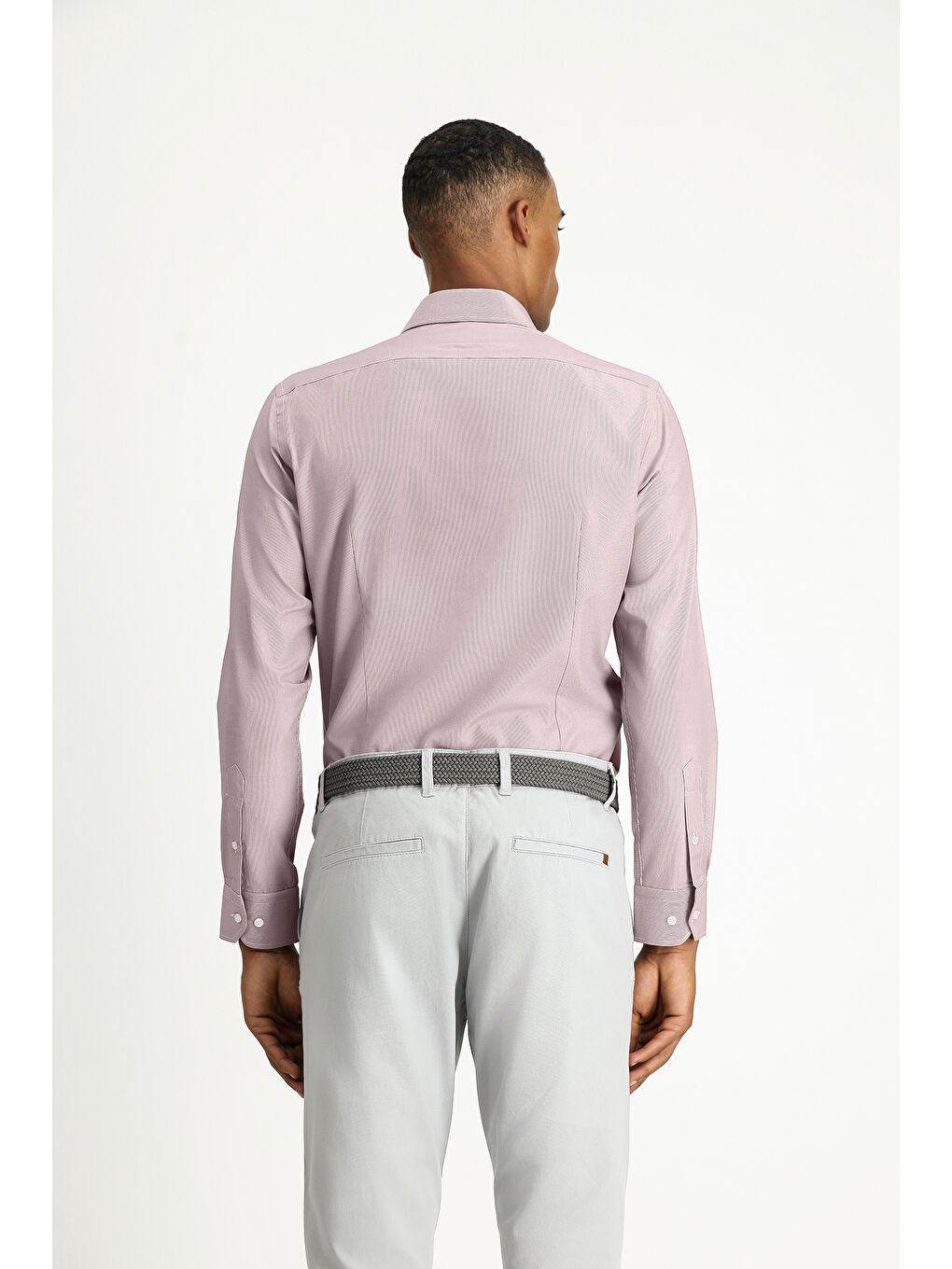 Bordo Uzun Kol Slim Fit Dar Kesim Klasik Desenli Pamuklu Kolay Ütülenebilir Gömlek-3