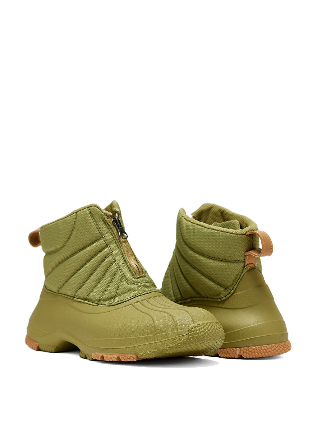 Kadın Yeşil Rahat Kalıp Fermuarlı Bot-1