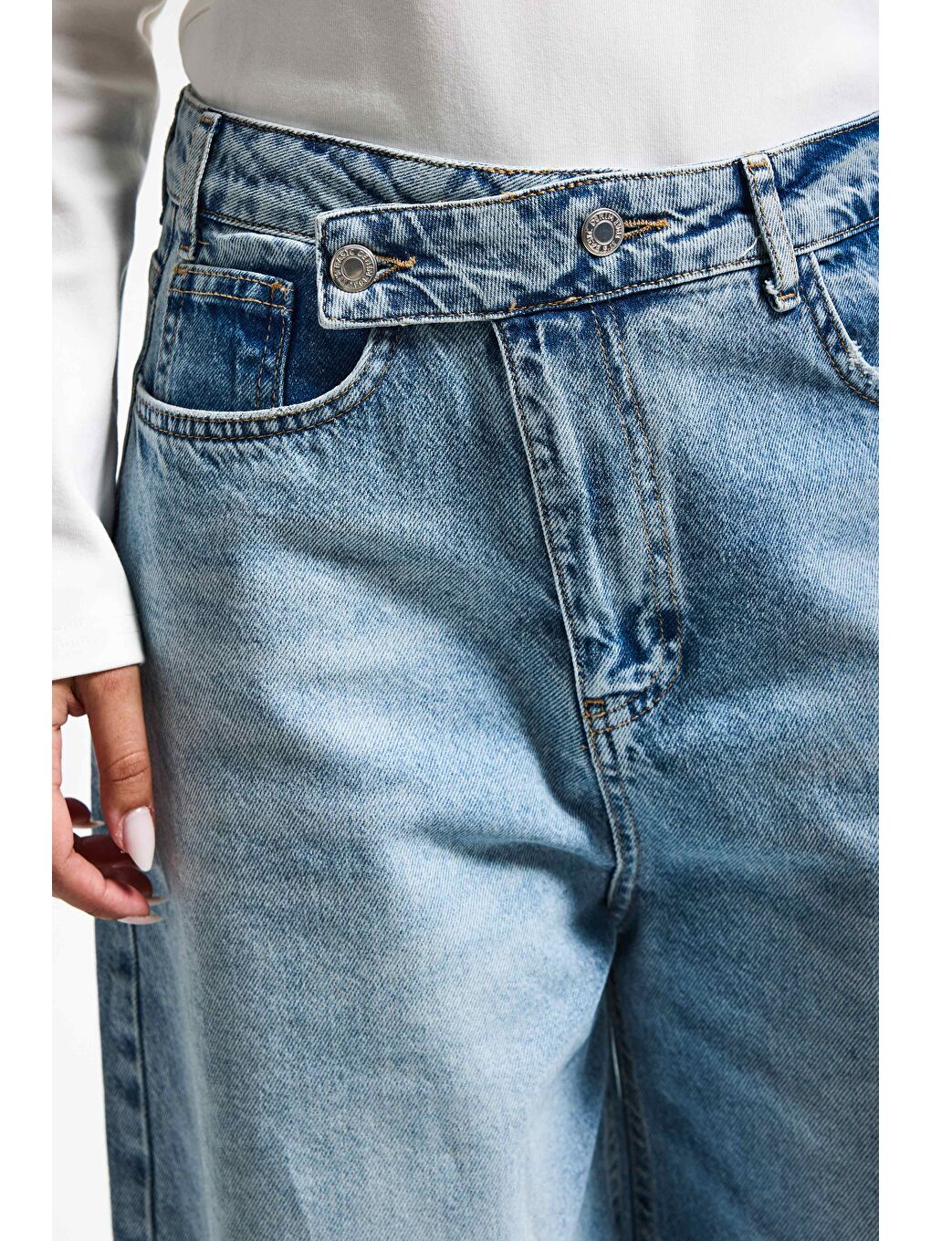 Mavi Kadın Snow Jean Rengi 4S5-32 Mega Baggy Fit Bol Kesim %100 Pamuk Denim Jean-3