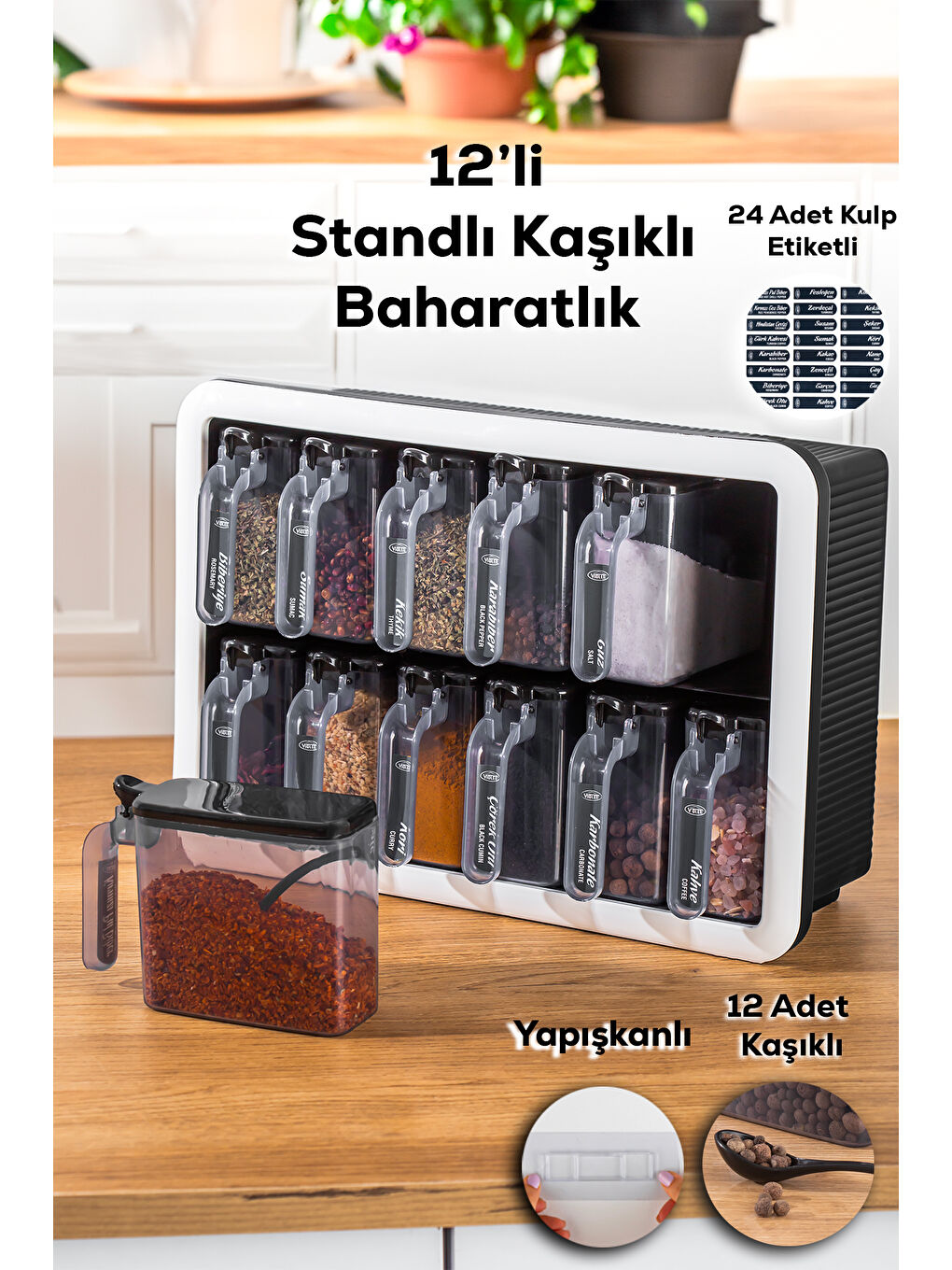 1165 Siyah Beyaz 12'li Random Baharatlık
