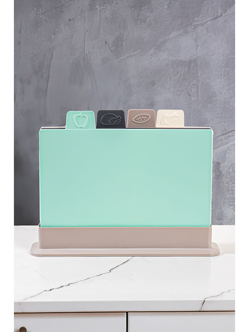 Ekru 1164 Cappuccino Asıa 4'lü Kesme Tahtası Sebze, Et ve Ekmek Kesme Tahta Seti-3