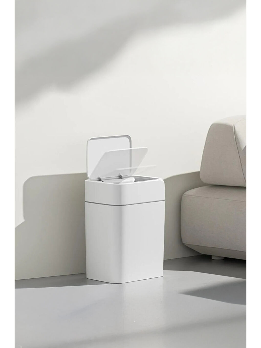 Beyaz 4147 Hareket Sensörlü Sessiz Kapatma Çöp Kutusu-4