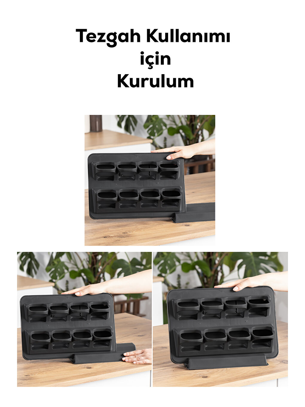 Siyah 1121 8li Etiketli Asmalı Kendinden Yapışkanlı Tezgah Üstü Standlı Döner Kapaklı Baharatlık Seti-5