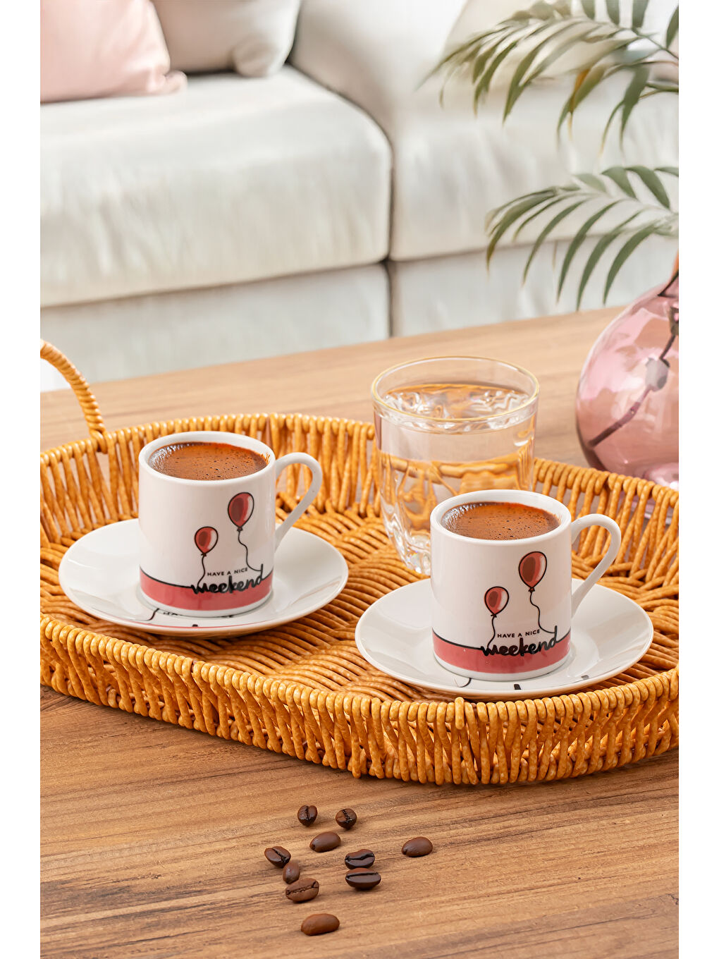 Beyaz 03 Porselen 12 Parça 6 Kişilik Türk Kahve Fincan Takımı 90ml