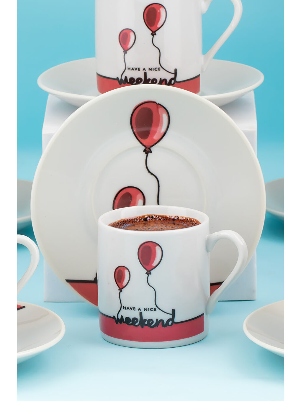 Beyaz 03 Porselen 12 Parça 6 Kişilik Türk Kahve Fincan Takımı 90ml-2