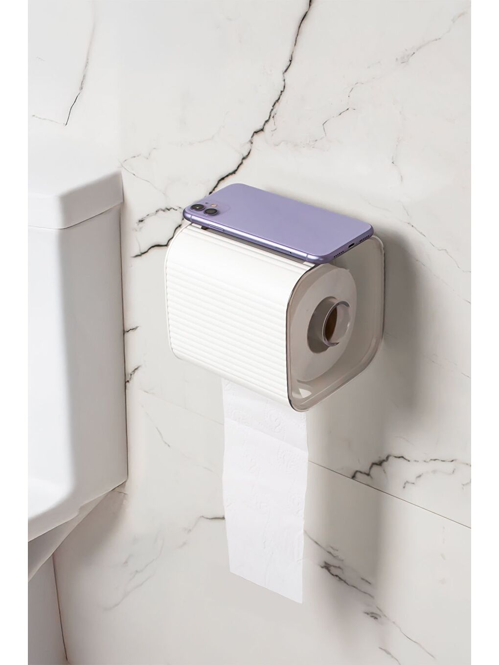 2041 Yapışkanlı Banyo Tuvalet Kağıtlığı Wc Peçetelik Kağıtlık Tutucu Tuvalet Kağıt Organizeri Beyaz-1