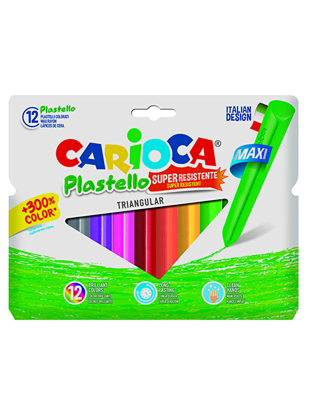 CARIOCA Jumbo Üçgen Elleri Kirletmeyen Yıkanabilir Pastel Boya Kalemi 12'li