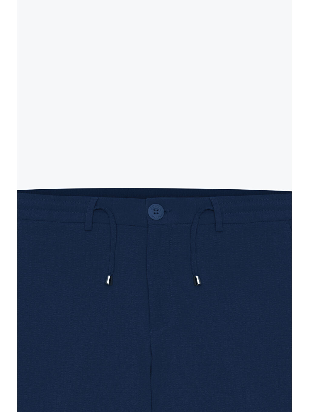 Erkek Lacivert Slim Fit Dar Kesim Beli Bağlamalı Yan Cep Gofre Desenli Pantolon-10