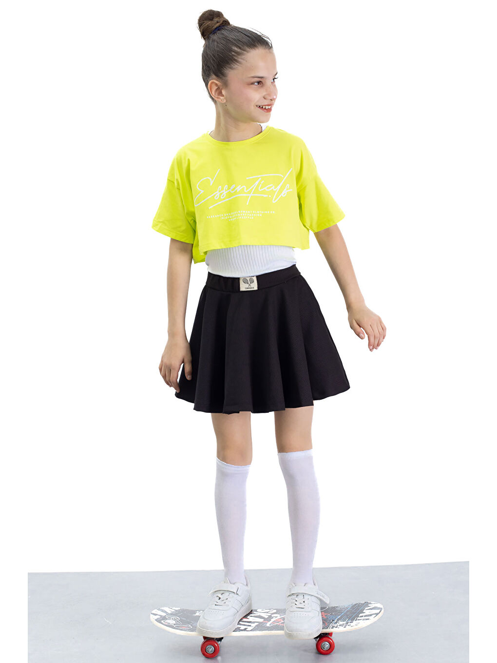 Siyah Beli Lastikli Fitilli Kız Çocuk Tenis Eteği 21044