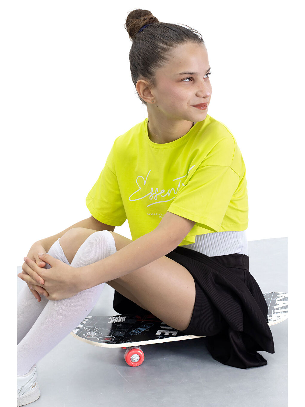 Siyah Beli Lastikli Fitilli Kız Çocuk Tenis Eteği 21044-1