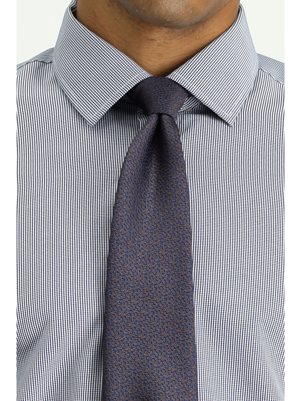 Lacivert Uzun Kol Slim Fit Dar Kesim Klasik Desenli Pamuklu Kolay Ütülenebilir Gömlek-5