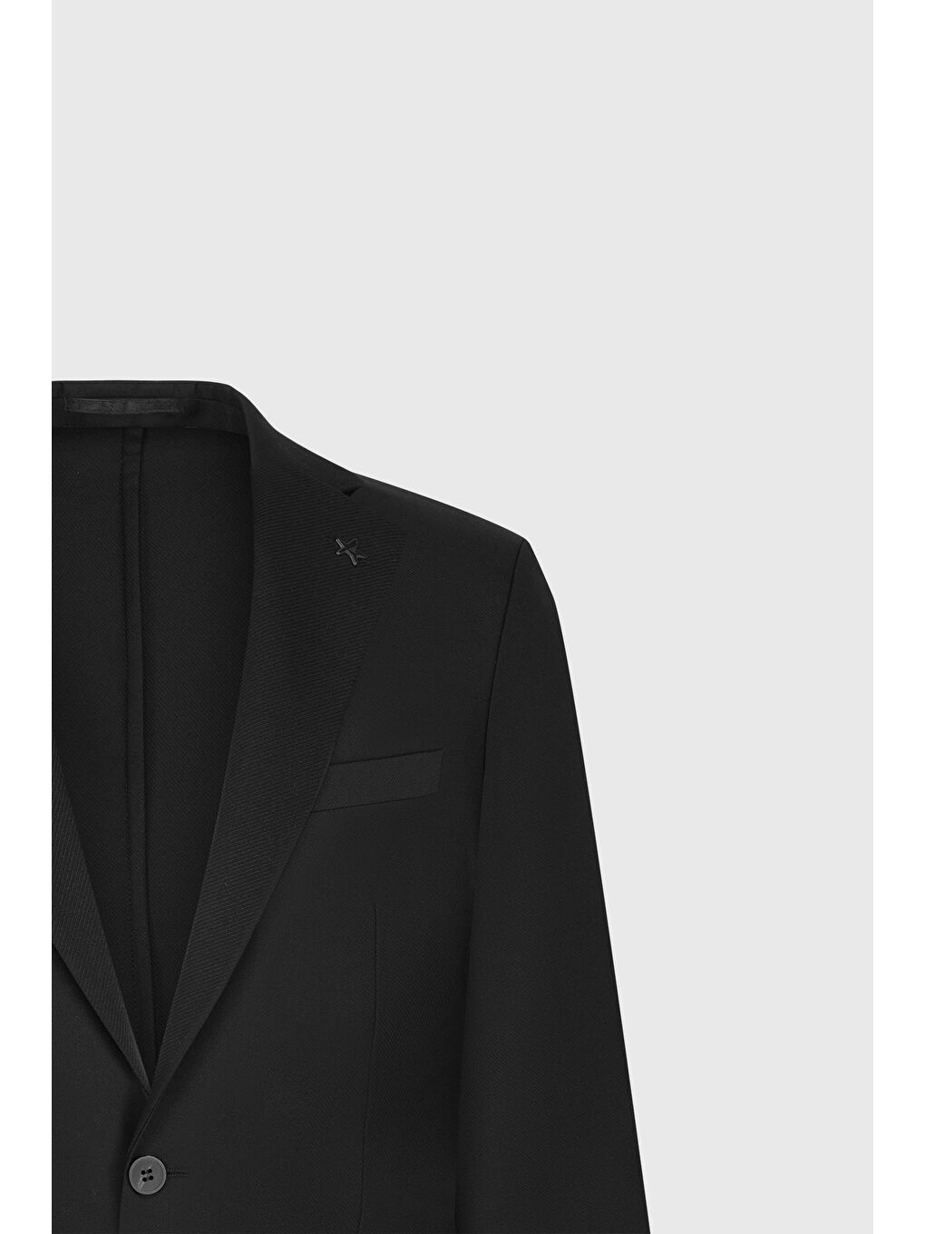 Erkek Siyah Slim Fit Dar Kesim Mono Yaka Beli Bağlamalı Diagonal Desenli Torba Cepli Takım Elbise-8