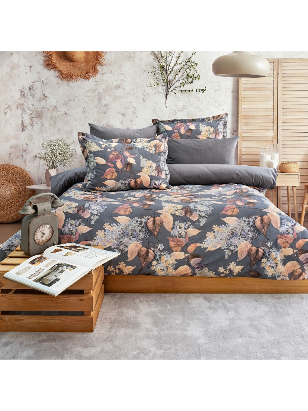 SCHAFER Gri Home Premium Comfort Çift Kişilik Nevresim Takımı 6 Parça-Gri