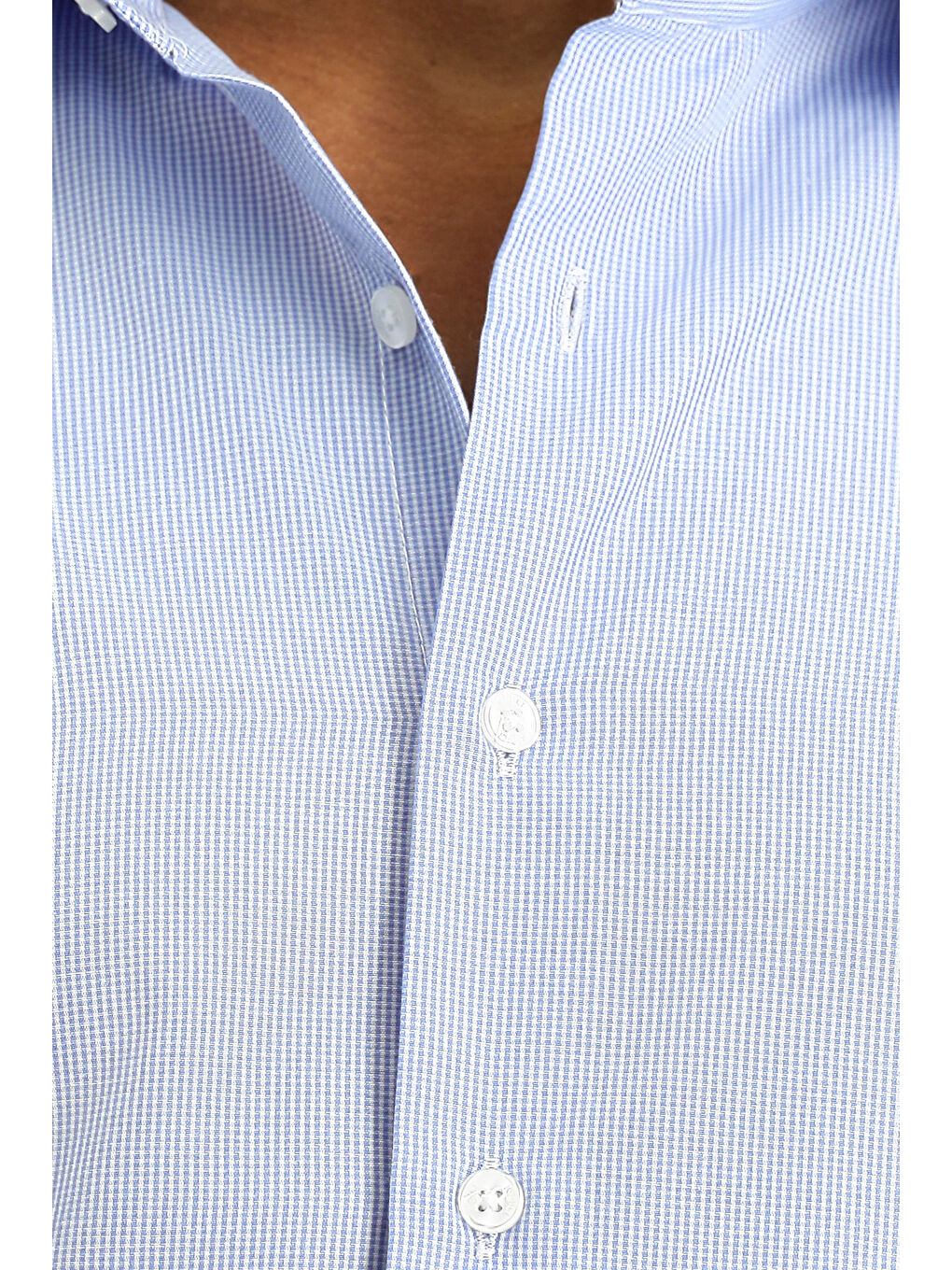 Mavi Uzun Kol Slim Fit Dar Kesim Klasik Desenli Pamuklu Kolay Ütülenebilir Gömlek-4