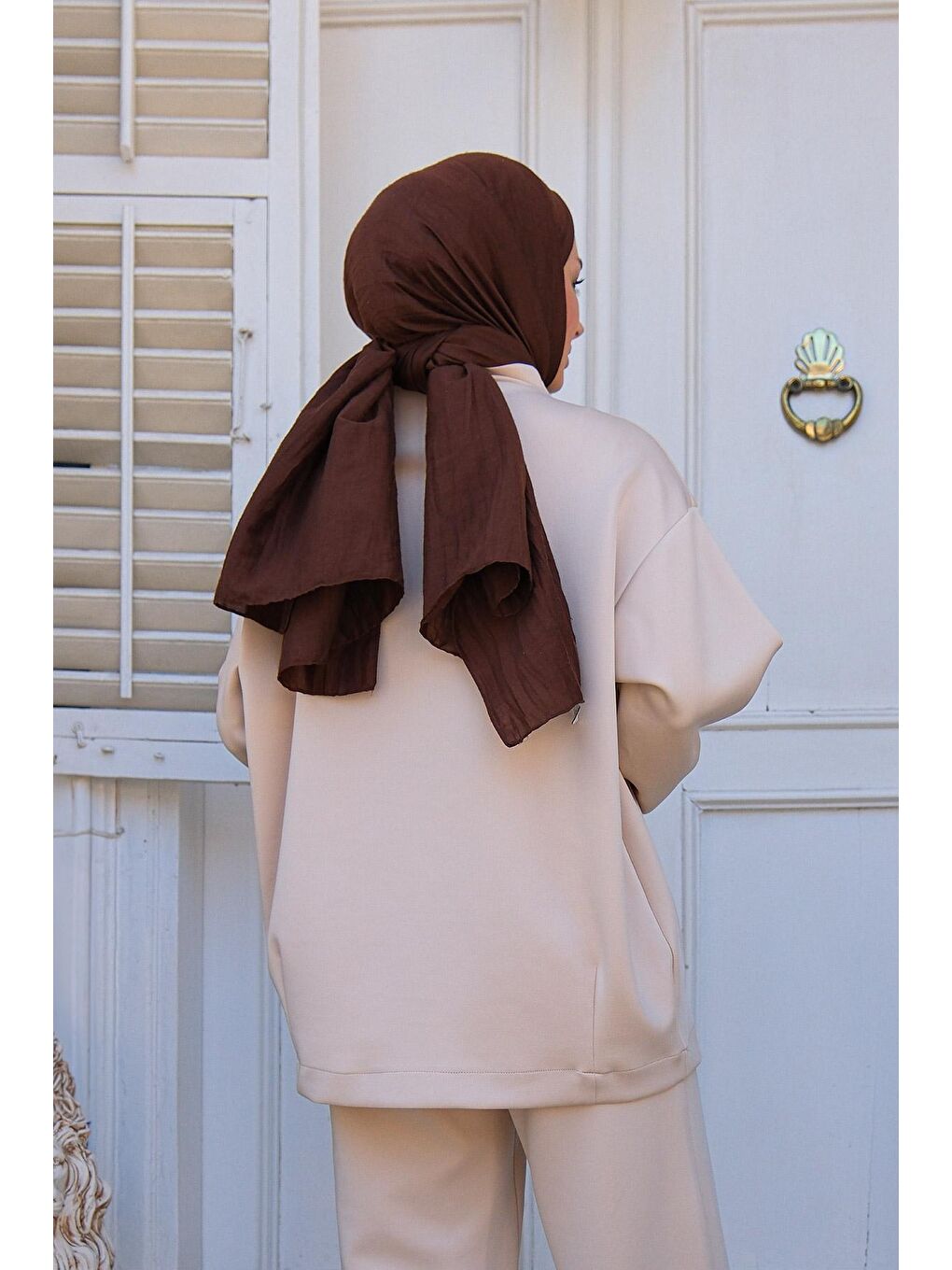 Ekru Kadın Balıkçı Yaka Jogger Takım Krem-3