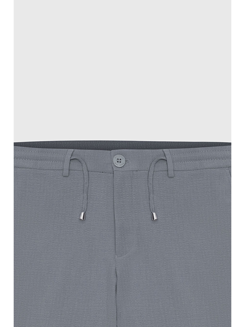 Erkek Gri Slim Fit Dar Kesim Beli Bağlamalı Yan Cep Gofre Desenli Pantolon-11