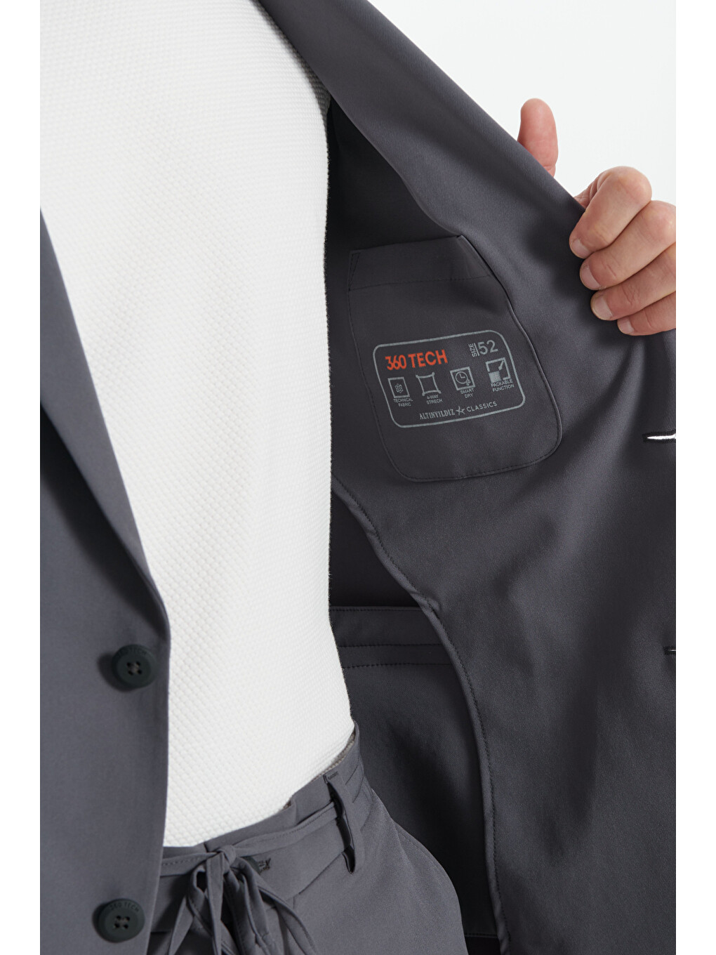 Erkek Antrasit Slim Fit Dar Kesim Kırlangıç Yaka Beli Bağlamalı Takım Elbise-5