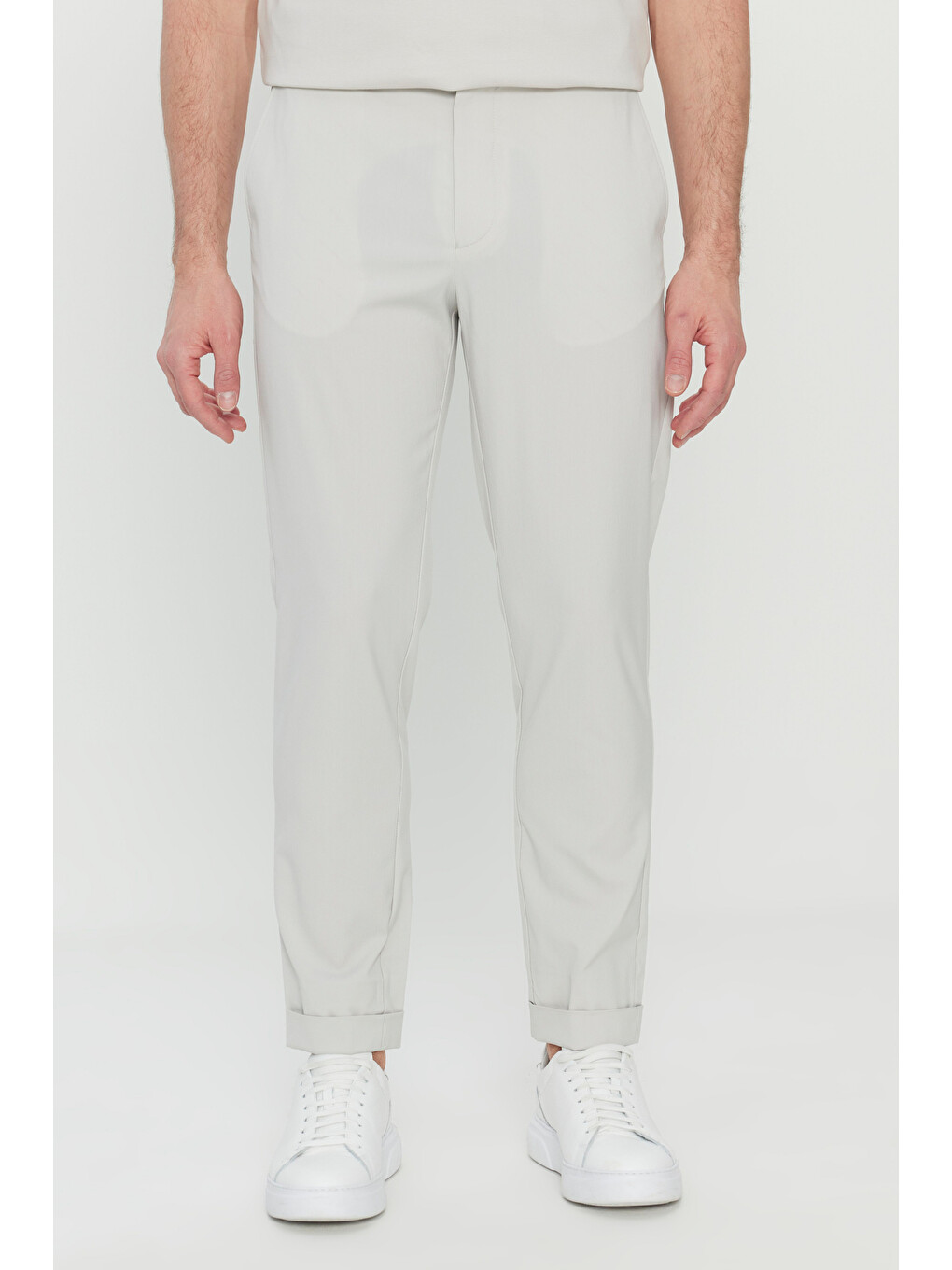 Bej Erkek Taş Slim Fit Dar Kesim Beli Lastikli Yan Cep Esnek Casual Pantolon-1