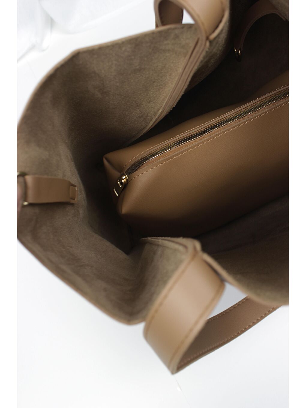 Bej Yavrulu Shopper Kadın Omuz Çantası B001-4